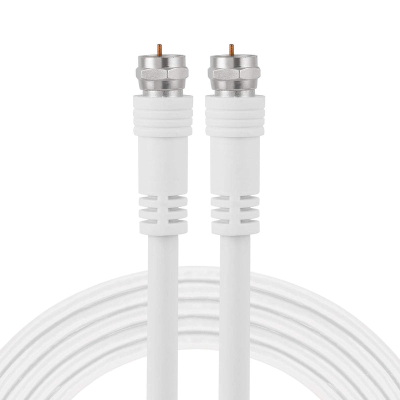 GE RG6 Coaxial Cable, 25 ft. F-Type Connectors, Double Shielded Coax, Input Output, Low Loss Coax, Ideal for TV Antenna, DVR, VCR, Satellite Receiver, Cable Box, Home Theater, White, 33604 25 Feet