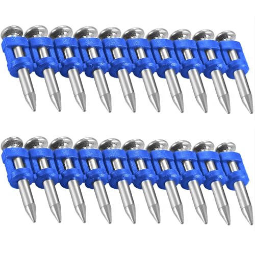 meite 12 Gauge Concrete Nail Drive Pins 7/8 Inch, Plastic Collated 1,000PCS 1 Box 7/8" Concrete Nails