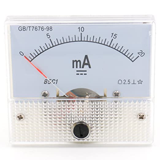 85C1-20mA Rectangle Panel Mounted Current Meter Ammeter Tester DC 0-20 mA Class 2.5 White