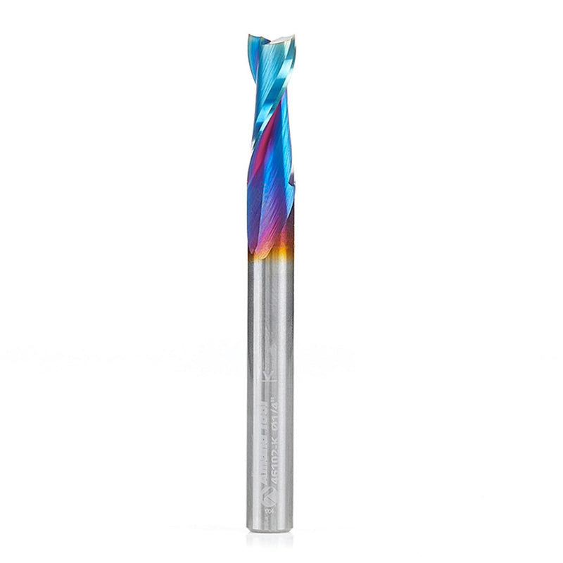 Amana Tool Spektra Extreme Tool Life Coated Solid Carbide Spiral Plunge Router Bit, 46102-K, 1/4 Dia x 3/4 CH x 1/4 Shank 2-1/2 Inch Long Up-Cut