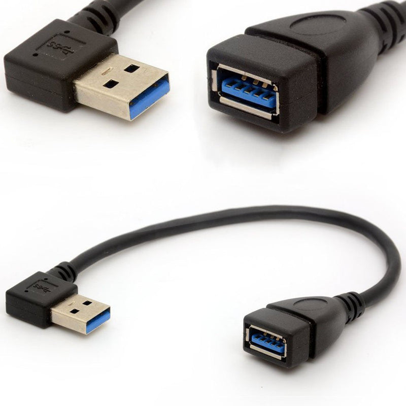 BSHTU USB 3.0 Extension Cable Angle 90 Degree Adapter Type A Male to Female High Speed Connection, Super Fast 5Gbps Data Transfer Sync Charger Lead (Left) LEFT