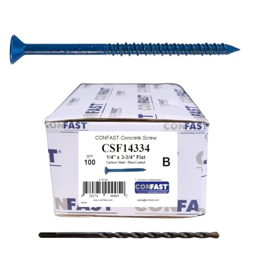 CONFAST 1/4" x 3-3/4" Blue Flat Phillips Concrete Screw Anchor 1/4" x 3-3/4"