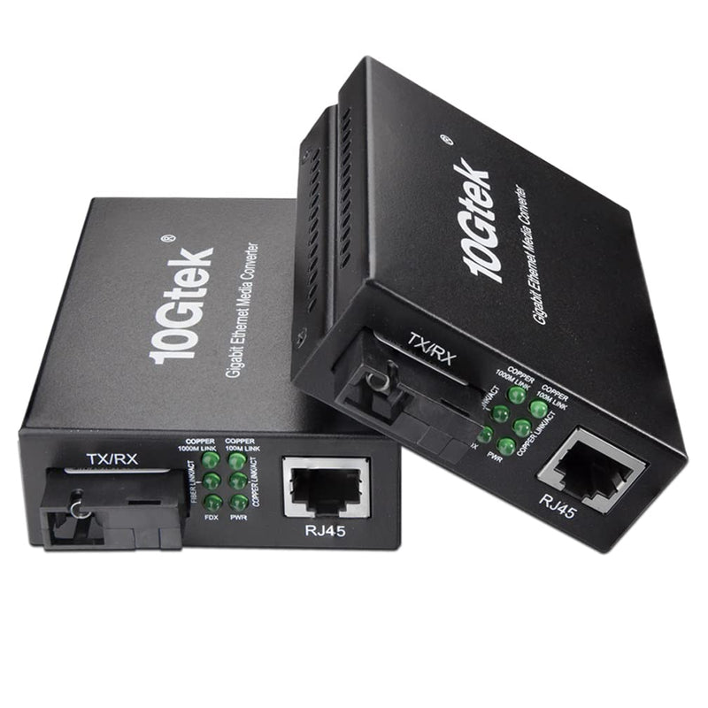 BiDi Gigabit Single Mode SC Media Converter, 10/100/1000M Fiber to Ethernet Converter, 1000Base-FX Single SC to 10/100/1000Base-T/TX RJ45, Built-in Fiber Module, SMF, 1310/1550nm, 20km, 1 Pair X1 Bidi,SMF,SC,20km