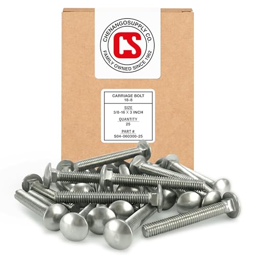 Chenango Supply 3/8-16 x 3 Stainless Carriage Bolts 3/8-16x3"(25pcs)
