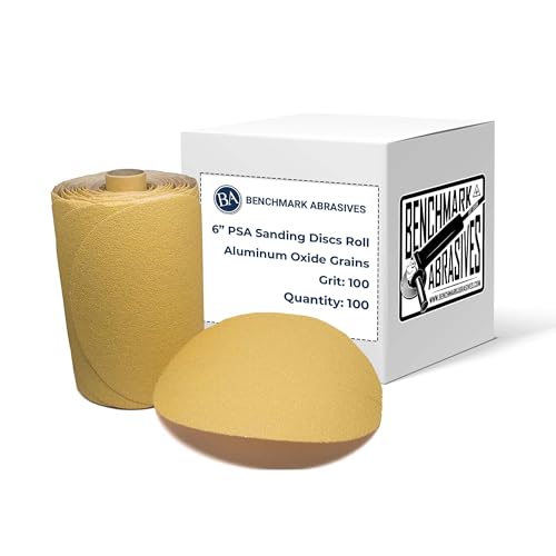 Benchmark Abrasives 6" PSA Gold Sanding Discs, 100 Grit, 100-Count 6 inch