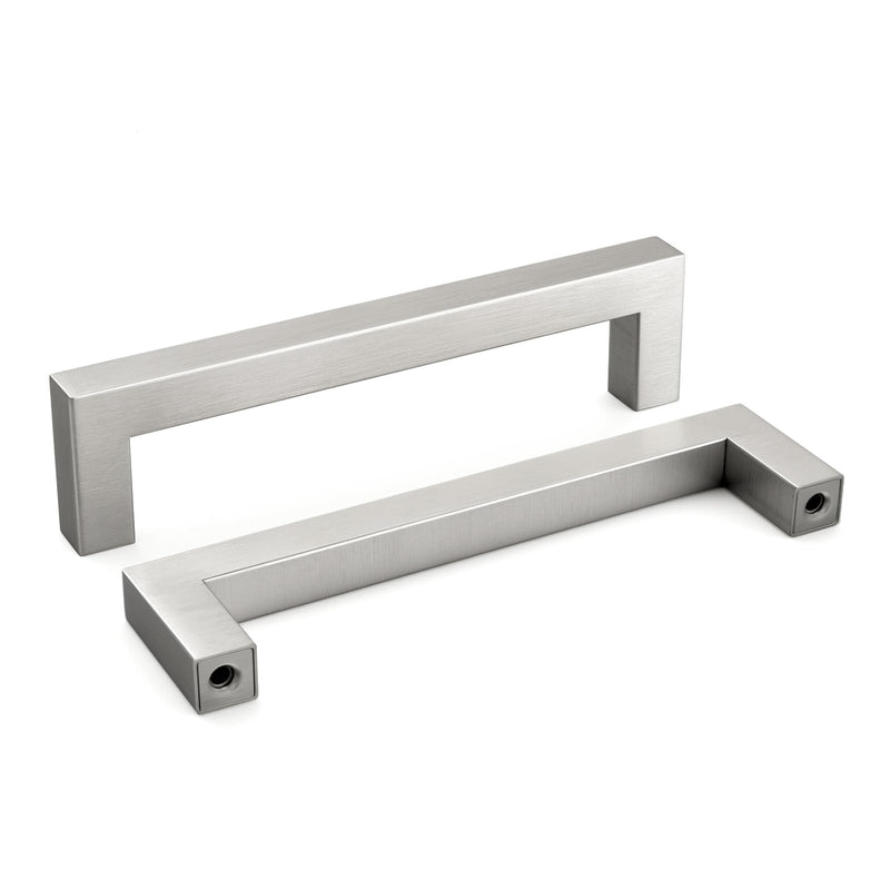 homdiy 15 Pack 5 Inch Brushed Nickel Cabinet Pulls Cabinet Handles Square Door Handles Modern Dresser Drawer Stainless Steel Hardware 5inch(128mm) Hole Center