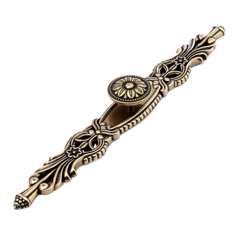 5PCS Knobs Handles with Plate, 10.2" Antique Bronze Cabinet Pulls, Vintage Knobs for Drawer Furniture Door Bedroom Kitchen Cupboard with 15 Screws 5 Pieces 5#