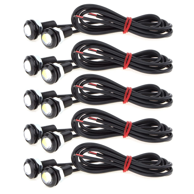 Eagle Eye LED Chip Car Fog White Light DRL Bulb 9W 18MM 5730 Reverse Backup Parking Signal 10pcs 6000K