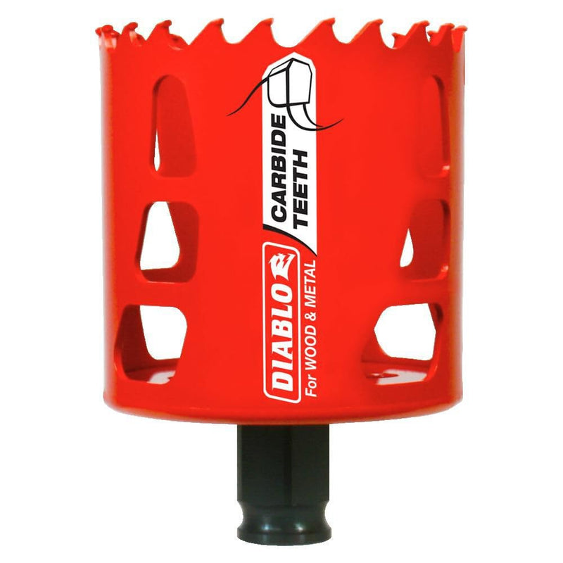 Diablo Carbide Teeth Hole Saw - 2-9/16" Diameter, 2-3/8" Length | Ideal for Wood and Metal - SnapLock Plus Mandrel System, Tool-Free Plug Ejection - DHS2563CT 2-9/16"