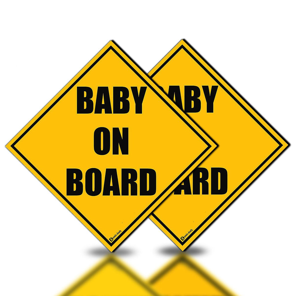 Zento Deals 2 Pack of Baby on Board Reflective Bright Yellow Magnetic Signs for Car - Best Safety Sign Accessories for Cars 5’’ by 5’’ Sticker 1