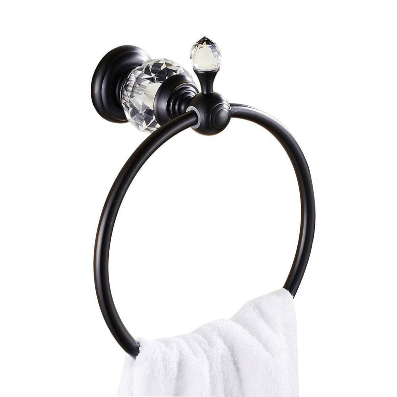 Luxury Crystal Series Oil-Rubbed Bronze Fished Batrhoom Towel Ring Holder Wall Mouted