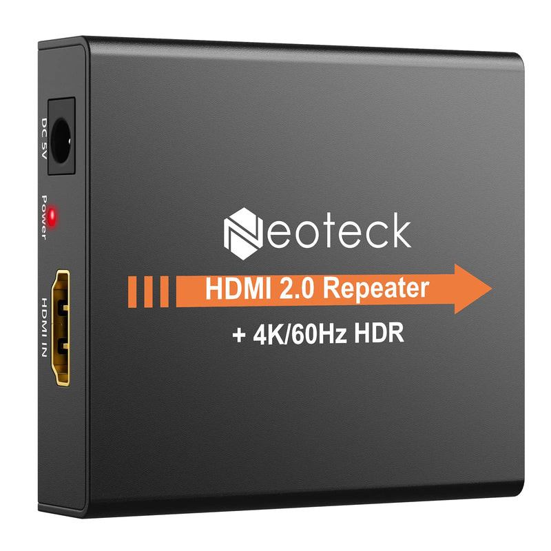 Neoteck HDMI 2.0 Repeater 4K 2160P 3D HDMI Signal Amplifier Repeater Boost Up to 196ft Transmission Distance Mini Size Metal Shell for PC DVD Sky HD Box PS3 PS4 Satellite Box
