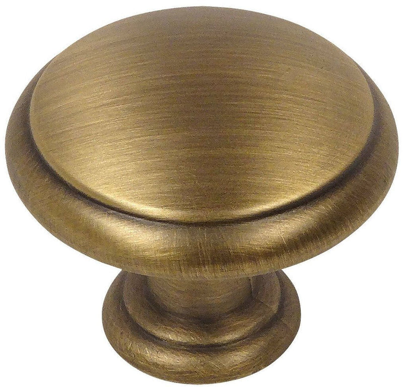 Cosmas 10 Pack 5422BAB Brushed Antique Brass Cabinet Hardware Mushroom Knob — 1-3/16 Inch Diameter for Kitchen Bathroom Drawer Dresser