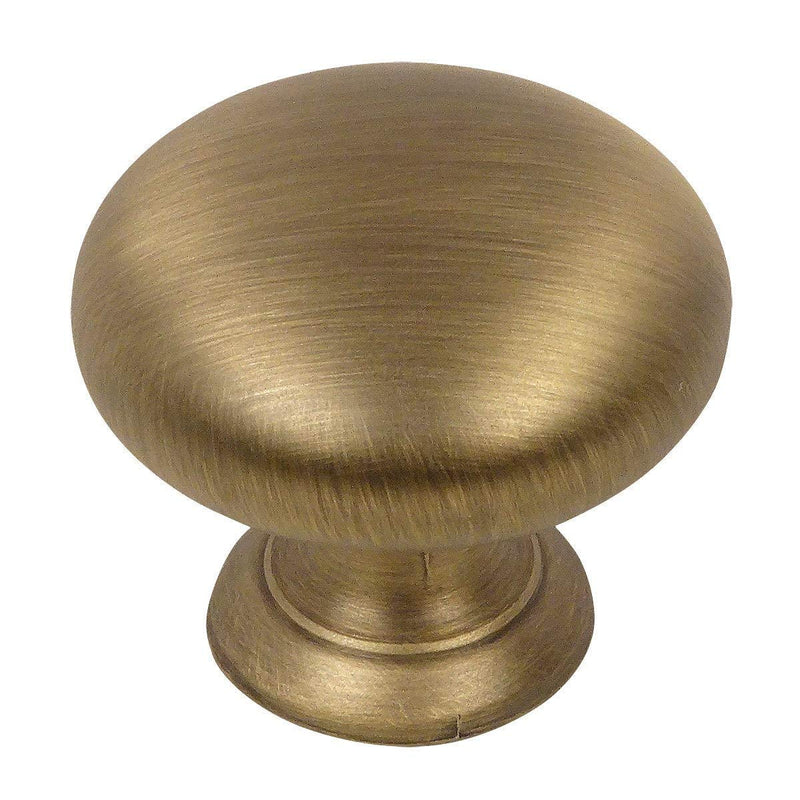 Cosmas 10 Pack 4950BAB Brushed Antique Brass Cabinet Hardware Round Mushroom Knob - 1-1/4" Diameter