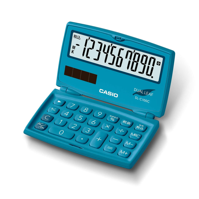 Casio SL-C100C-BU-N Colorful Calculator Lake Blue 10 Digits Foldable Notebook Type lakeblue