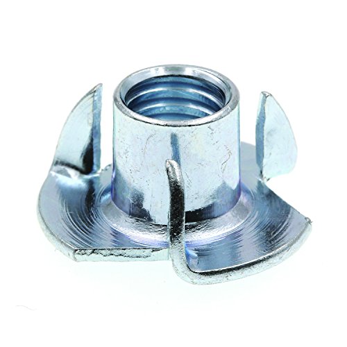 Prime-Line 9078051 T-Nuts, 3-Prong, 3/8 In.-16 X 7/16 In., Zinc Plated Steel (25 Pack) 3/8 in. -16