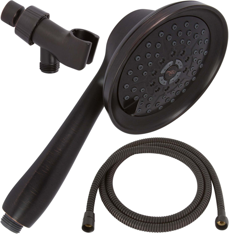 Aqua Elegante Massage & Mist Handheld Shower Kit - 6 Function High Pressure Adjustable Hand Held Showerhead with Hose and Mount, Easy Install for Boosting Low Water Flow - 2.5 GPM - Oil-Rubbed Bronze