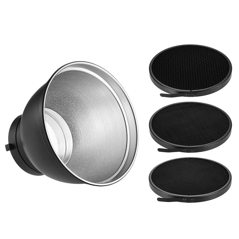 Andoer 7" Standard Reflector Diffuser Lamp Shade Dish with 10° 30° 50° Honeycomb Grid for Bowens Mount Studio Strobe Flash Light Speedlite