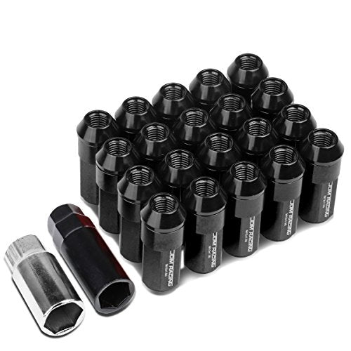 DNA Motoring LN-ZTL-9027-15-BK 20Pcs M12 x 1.5 Open/Closed End Style 23mm OD/53mm Height Wheel Lug Nuts w/Deep Drive Extension, Black M12 x 1.25 Red