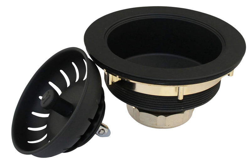 Keeney K1439BLK Deep Thread Cast Brass Sink Power Ball Basket, Complete Kitchen Strainer 3.5", Black