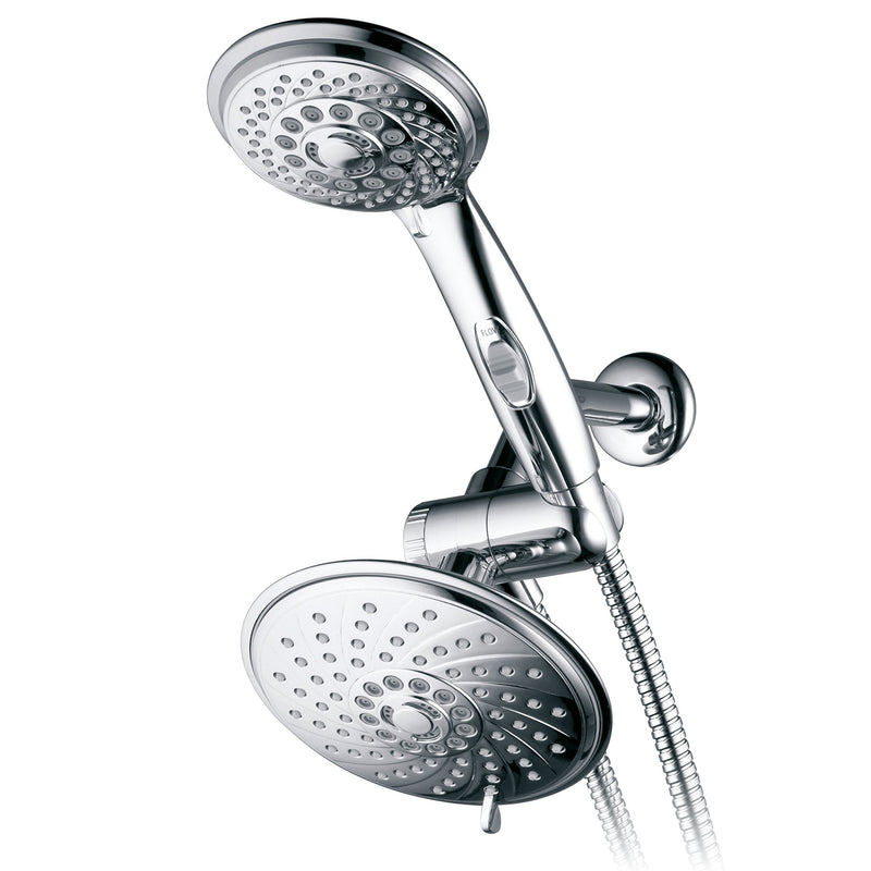 HotelSpa - Shower Heads with Handheld Spray - High Pressure Shower Head - 6 Inch Showerhead, 4 Inch Handheld Shower Head - 2-in-1, 30-Setting Shower Heads, 5-to-7 Foot Shower Hose, Showerspa (Chrome) 7 ft Hose Chrome