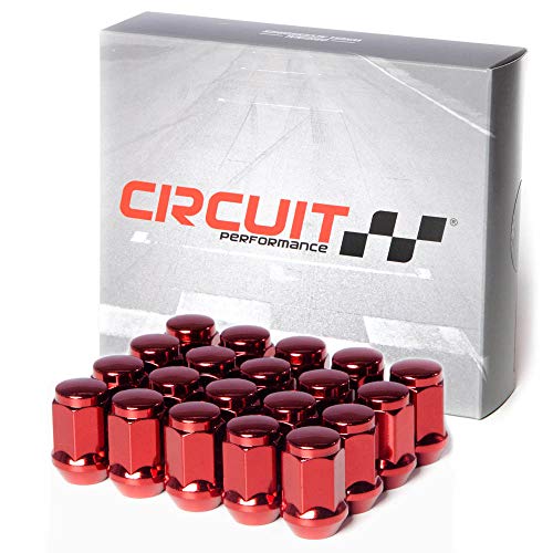 Circuit Performance 12x1.5 Red Closed End Bulge Acorn Lug Nuts Cone Seat Forged Steel (20 Pieces) 20 Lug Nuts
