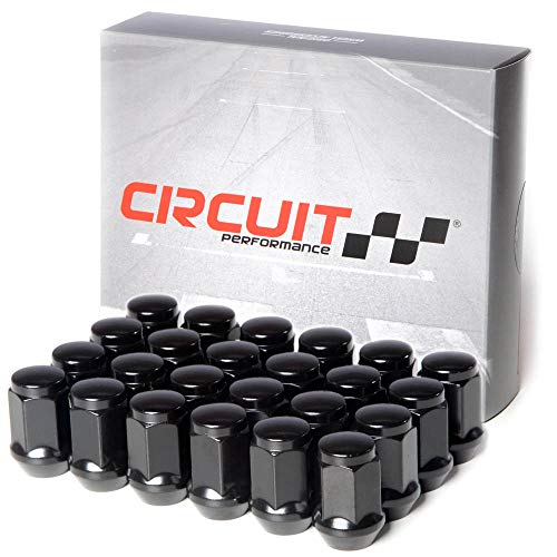 Circuit Performance 7/16" Black Closed End Bulge Acorn Lug Nuts Cone Seat Forged Steel (24 Pieces) 24 Lug Nuts
