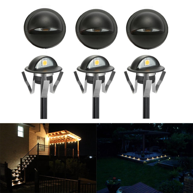 FVTLED Pack of 6 Warm White LED Deck Lights kit Φ1.38 Outdoor Garden Yard Decoration Lamp Recessed Pathway Step Warm White LED Lighting, Black 6pcs Warm White (Black)