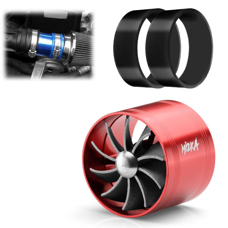 EZAUTO WRAP Mi2KA Turbine Air Intake Fuel Gas Saver Single Fan Turbonator Acceleration System Turbo 2.5"-3.0" Red