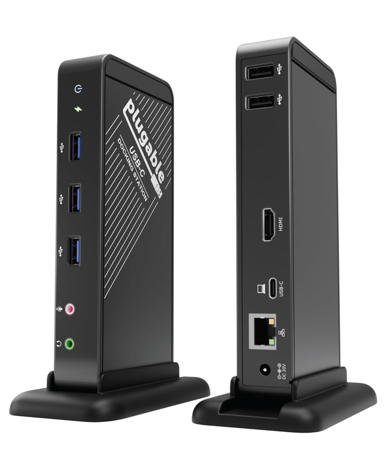 Plugable USB-C Dock – 4K HDMI, 60W Charging, Ethernet, USB 3.0/2.0 Ports – USB-C Docking Station with Power for Windows and Chromebook