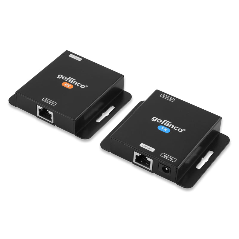 gofanco 1080p HDMI Extender Over CAT5e/6 Without Signal Loss – Up to 197ft (60m), 1080p 60Hz, 1080i, 720p, 3D, HDCP 1.4, Power-Over-Cable (PoC), LPCM 2.0 Audio, Surface Mountable (HDExt v3.0) 1080p Extender