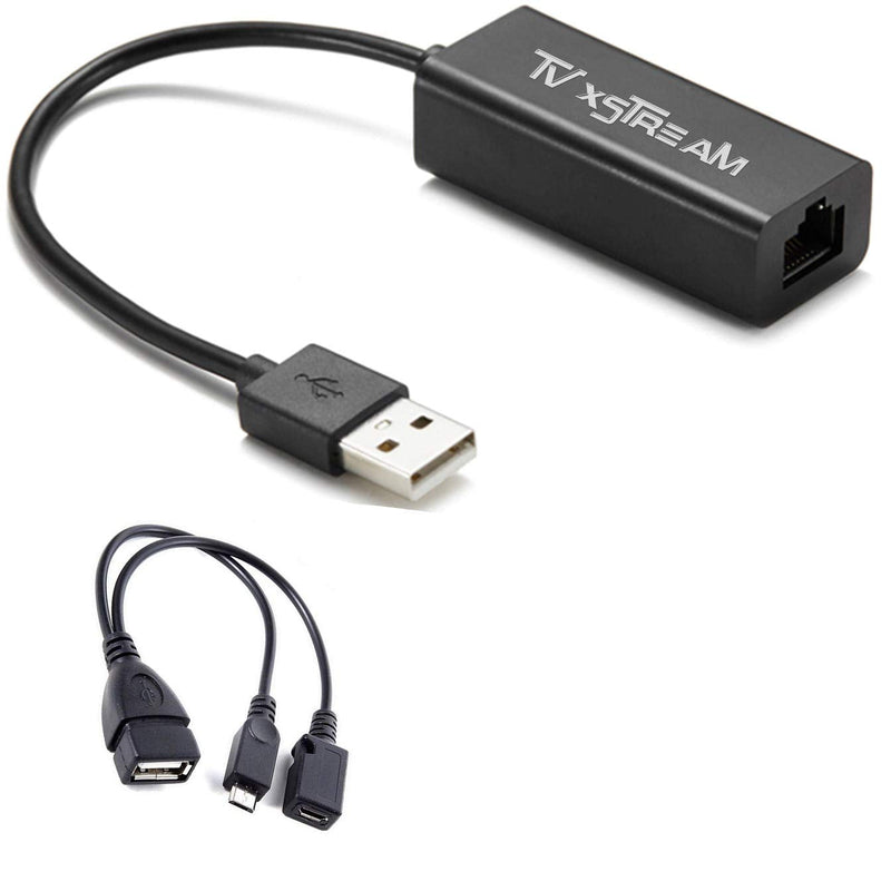 Ethernet Adapter for FIRE Stick (2nd Gen 3rd Gen and 4K Versions), Micro USB to RJ45 Ethernet Adapter with Power - up top 100Mbps