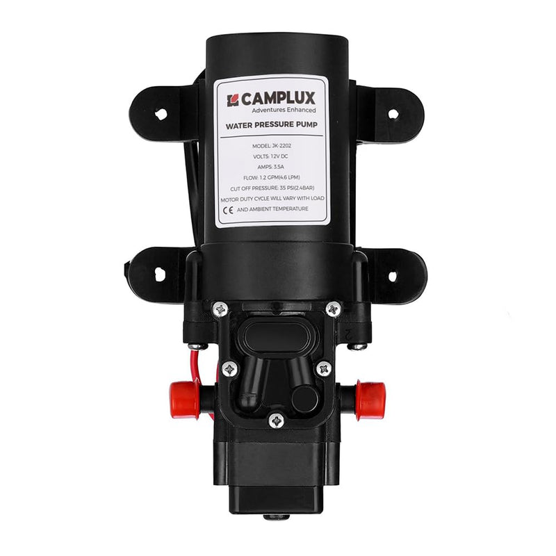 CAMPLUX 12V DC Water Pump, 1.2 GPM Pressure Diaphragm Pump for RV Marine Boat