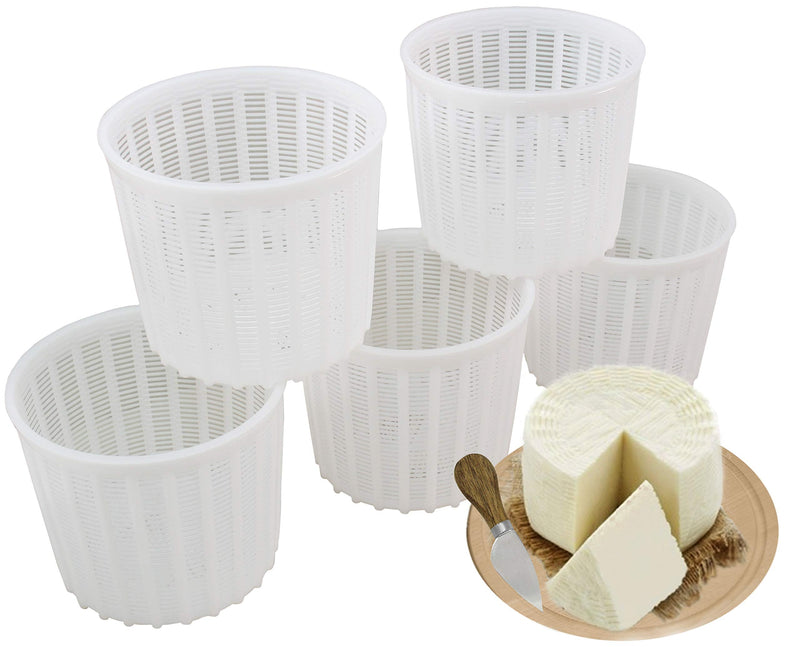 5 Pcs Soft Cheese Mold for Cheese Making 3 QT - Cheese Making Mold - Cream Cheese Form Mold - Homemade Cheese Making Supplies - Molde Para Queso Fresco Casero - Feta Ricotta Cheese Making Basket