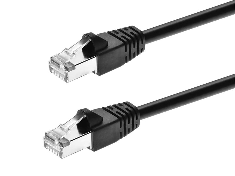 Monoprice Cat6A 50ft Black Patch Cable Double Shielded (S/FTP) 26AWG 10G Pure Bare Copper Snagless RJ45 Fullboot Series Ethernet Cable 50 Feet