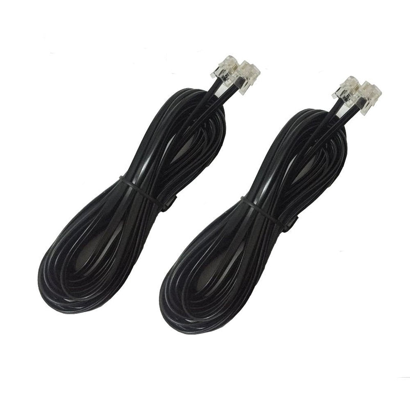 YUSHVN 2 Pack Black Phone Cord 5M 16.5ft Telephone Line Extension Cord Cable Wire Male to Male RJ11 6P4C Modular Plug for Landline Telephone Fax Machine 5M Black