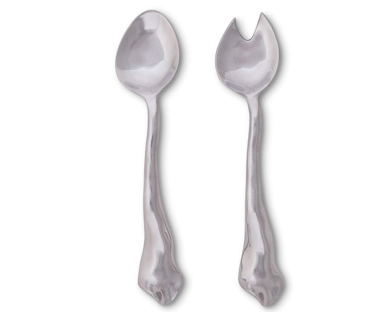 Arthur Court Modern Aluminum Salad Serving Spoon and Salad Serving Fork, Salad Servers Set Carmel Collection 11 inch Long