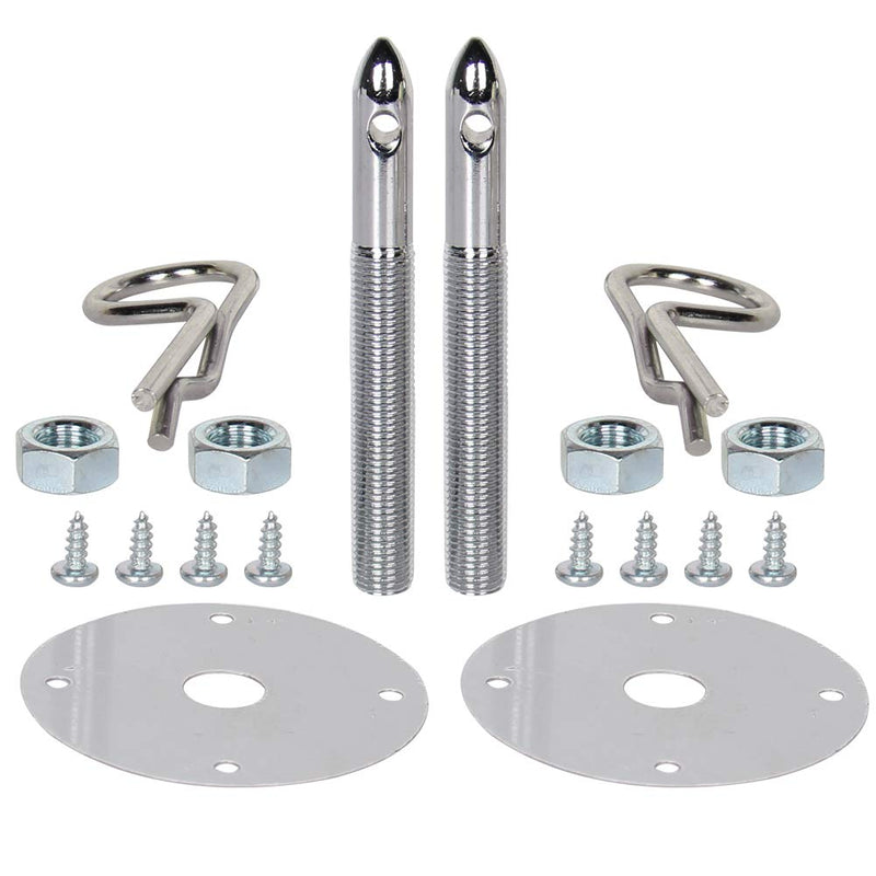 CarBole Chrome Steel Hood Pin Clip Kit Hair-Pin Style (18 Pcs Chrome Hood Pins)