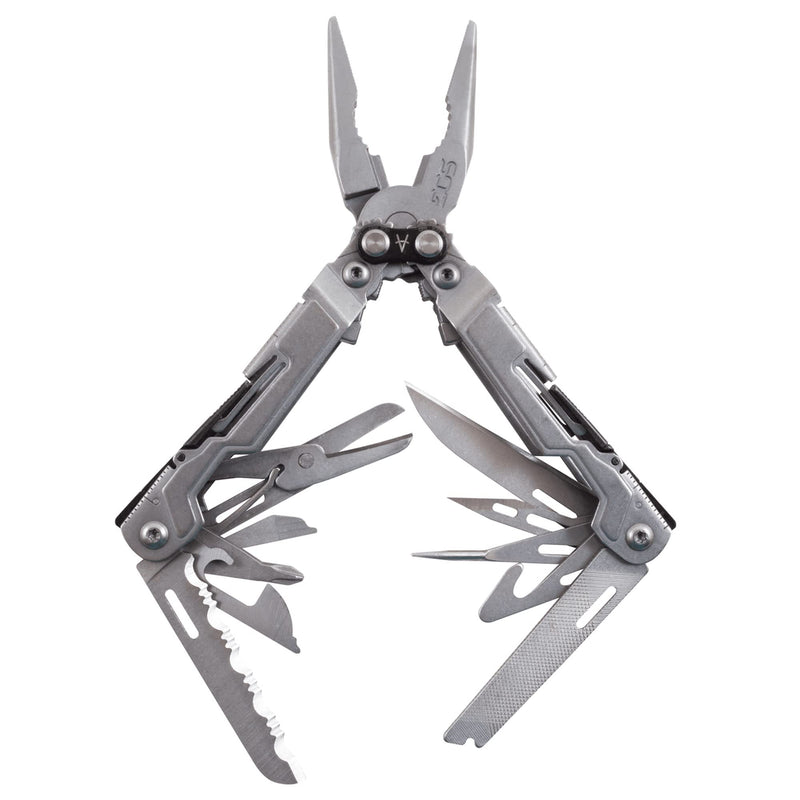 SOG PowerPint Mini Compact Stainless Steel Multi-Tool |18 Lightweight Specialty Tools & SOG Multitool Pliers Pocket Knife, Stone Wash One Size Power Pint