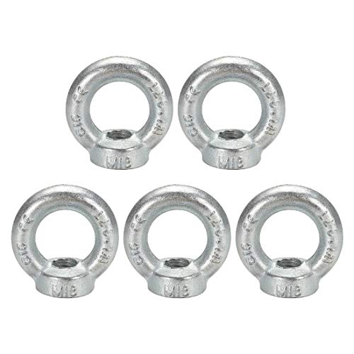 uxcell Lifting Eye Nut M16 Female Thread C15 Carbon Steel Round Shape for Rope Fitting Pack of 5