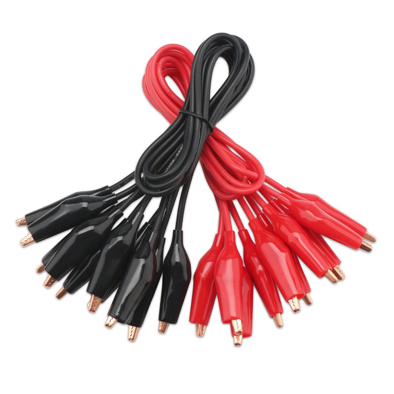 DROK Jumper Wires with Alligator Clips Electrical - 10pcs 45mm Large Pure Copper 19.6 inches/50cm Test Leads with Alligator Clips for Multimeter Electrical Testing 50cm x 0.4mm Black & Red 10