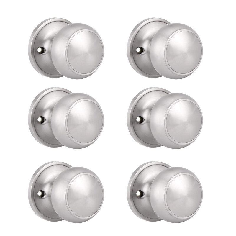 Probrico 6 Pack Classic Closet Door Knobs Dummy Door Knob, Individual Non-Turning Dummy Door Knob Single Side, Satin Nickel Interior Door Knobs, Easy Installation