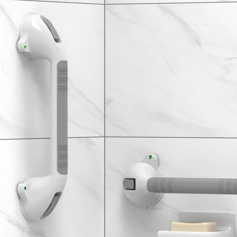 16.5inch 2 Pack Suction Balance Assist Bathroom Shower Handle,Bath Grab Bar with Indicators(White/Grey) 16.5 Inch (Pack of 2)