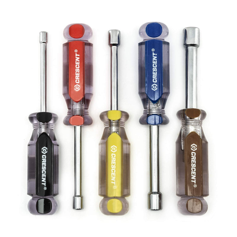 Crescent 5 Piece SAE Solid Shaft Tri-Lobe Acetate Nutdriver Set - CND5SAEN