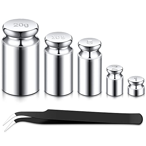 Calibration Weight 1g 2g 5g 10g 20g Calibration Gram Scale Weight Set for Digital Scale Balance and 1 Piece Calibration Weight Tweezer