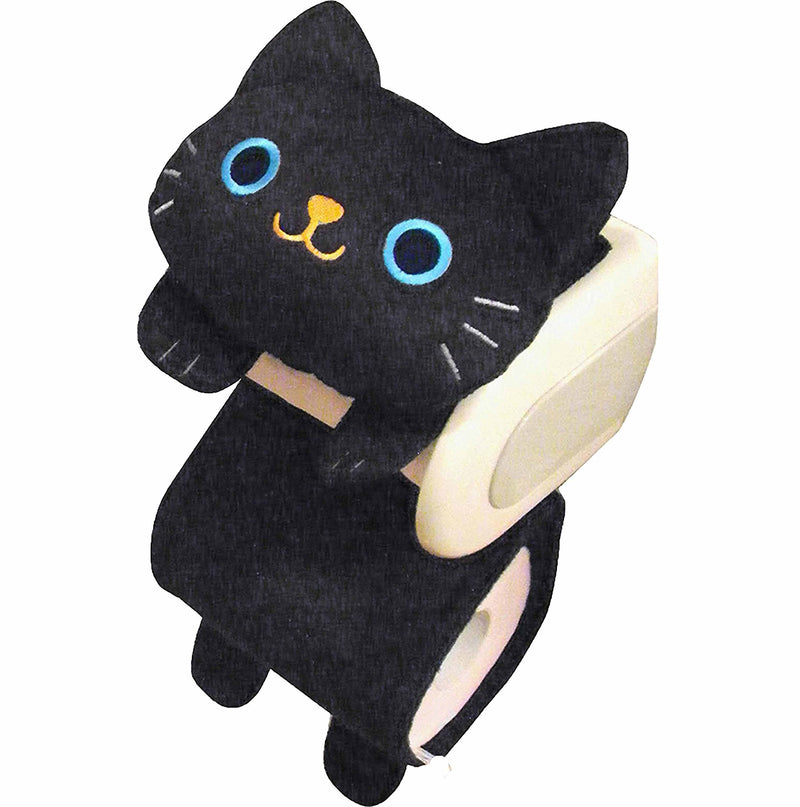 Meiho ME339 Cute Animal Toilet Paper Holder Cat Black サイズ:W15.5×D5.5×H37cm