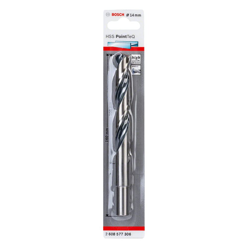 Bosch Professional HSS Twist Drill Bit PointTeQ for metal, reduced shank, 14 x 108 x 160 mm, drill driver accessories ø 14 mm 1 piece