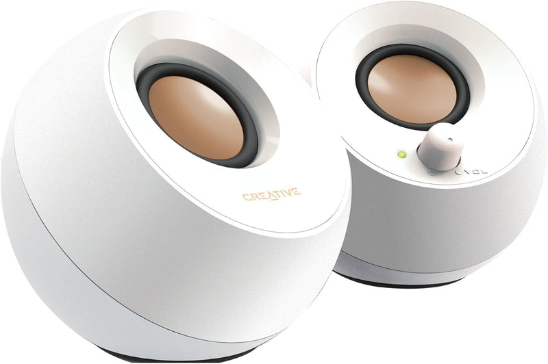 Creative Pebble 2.0 USB-Powered Desktop Speakers with Far-Field Drivers and Passive Radiators for PCs and Laptops (White) White
