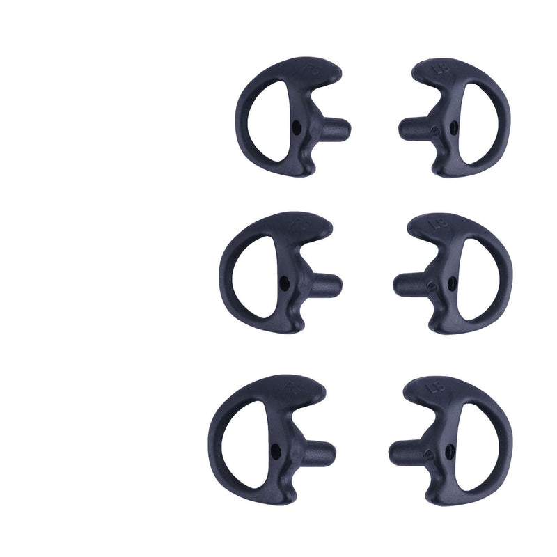 Two Way Radio Ear Mold Replacement Soft Silicone Ear Insert for Acoustic Coil Tube Earpiece (Black, 3 Pair Large,Medium,Small) Black 3 Piece Assortment