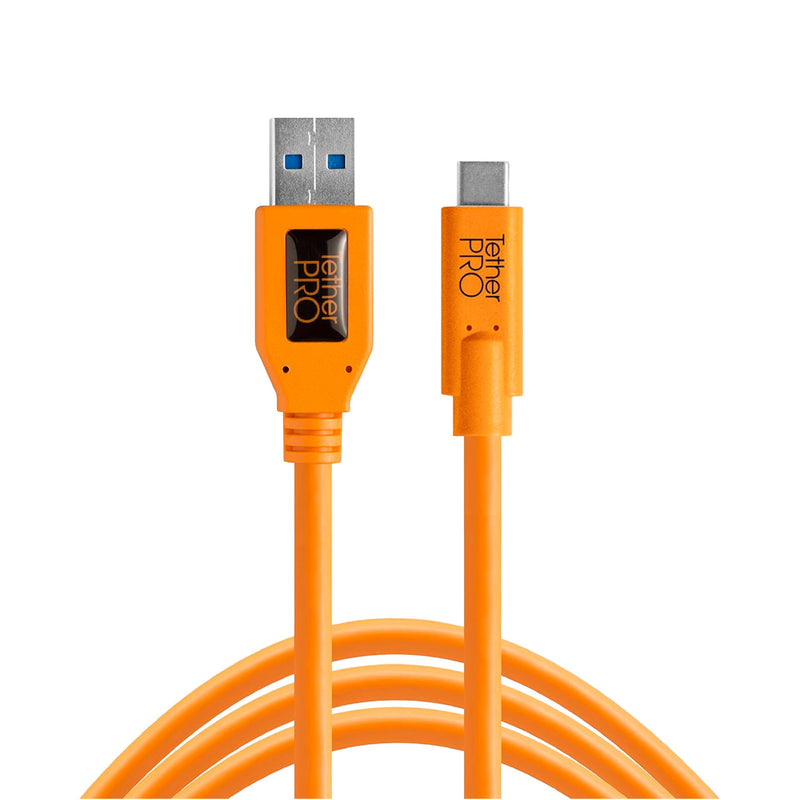 Tether Tools TetherPro USB 3.0 to USB-C Cable | for Fast Transfer and Connection Between Camera and Computer | High Visibility Orange | 15 Feet (4.6 m)